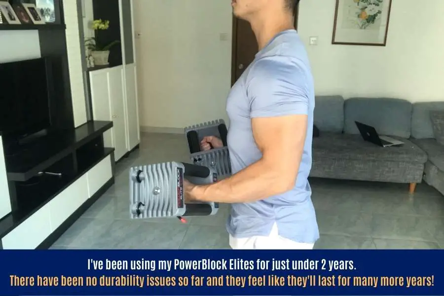 Me using Powerblocks to train bicep.