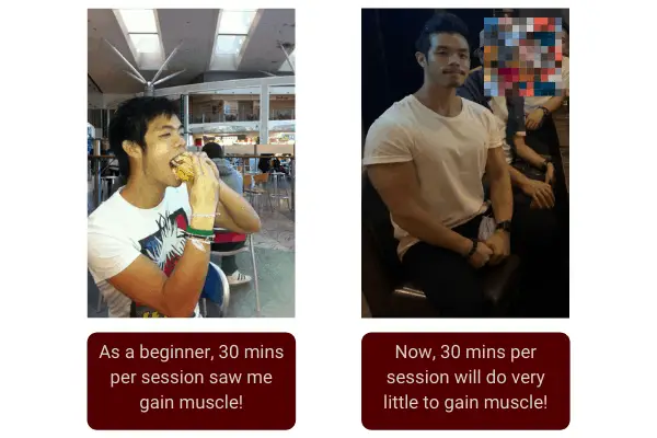 I use to train for 45 minutes per workout, but now I train for 1 hour and 15 minutes for workout