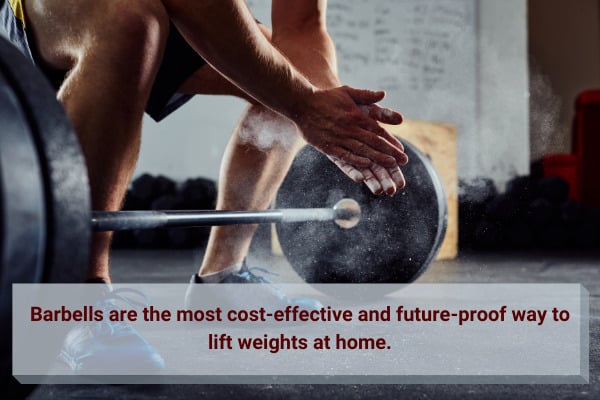 barbells are the most cost-effective and future-proof way to lift weights at home.