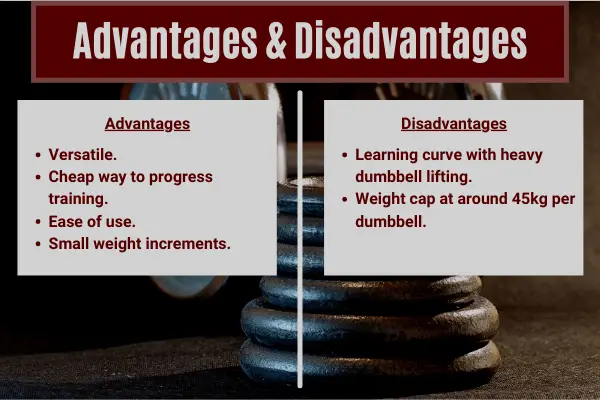 advantages and disadvantages table for dumbbells