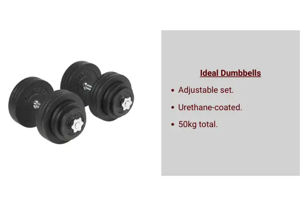 diagram to show the specifications of the ideal dumbbell set