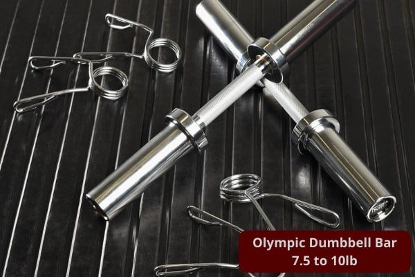 olympic dumbbell bars weigh 7.5 to 10 pounds