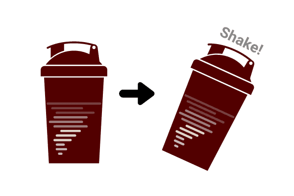 swirl and shake a protein shaker to disperse lumps