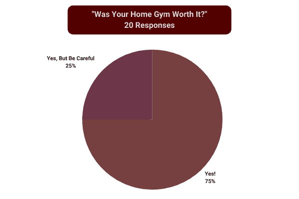 pie chart to show the results of a poll "was your home gym worth it"