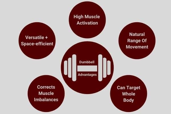 digram showing the advantages of dumbbells
