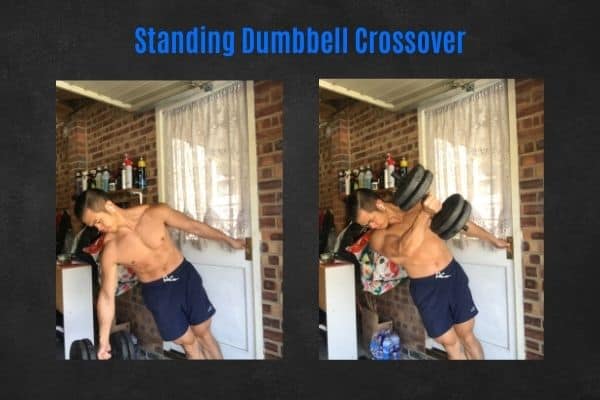 How to do the standing dumbbell crossover.