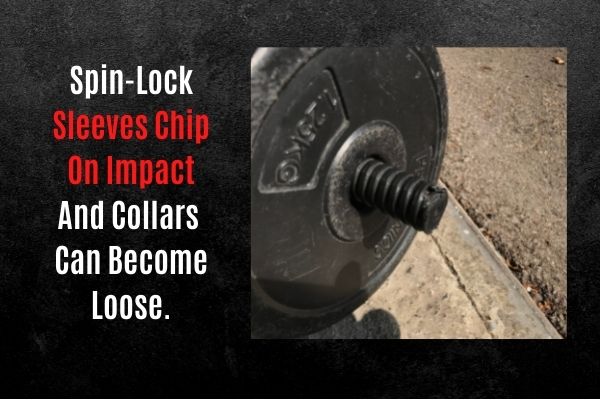 Spin-lock dumbbell sleeves chip on impact.