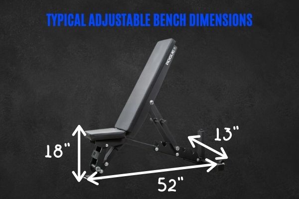 Typical adjustable weight bench dimensions.