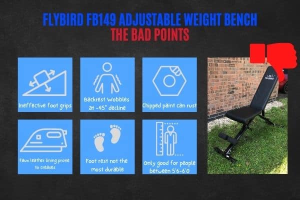 Cons of the Flybird adjustable weight bench.