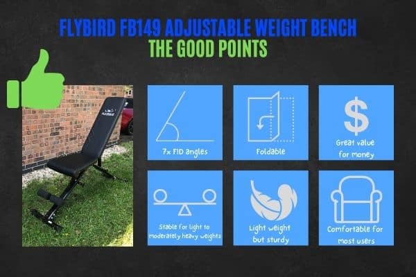 Pros of the Flybird adjustable weight bench.