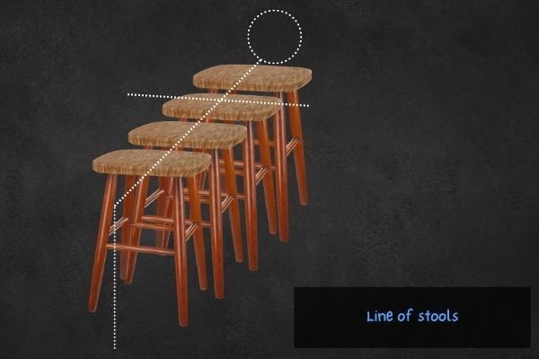 Line of stools as a weight bench alternative.