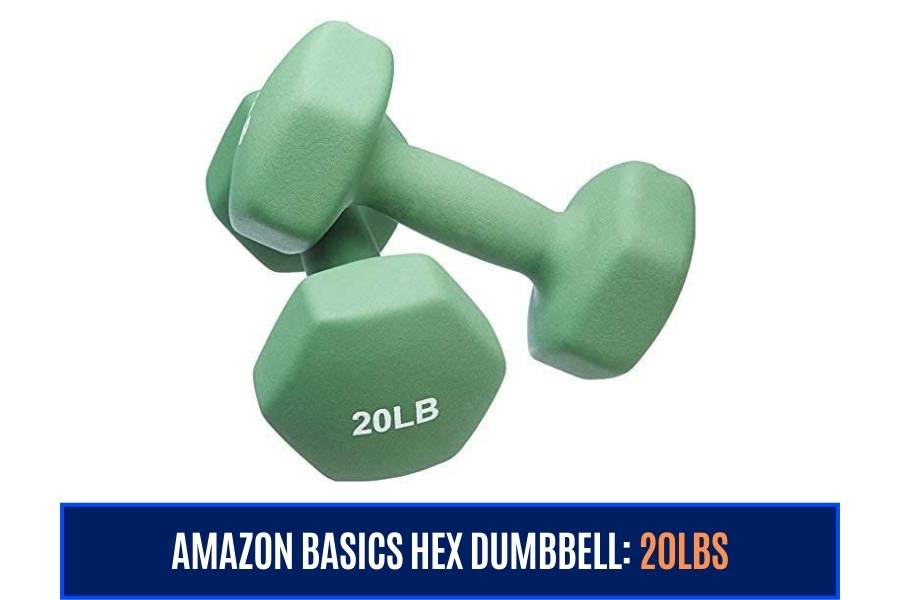 Amazon basics 20lb hex dumbbells are an example of light dumbbells.