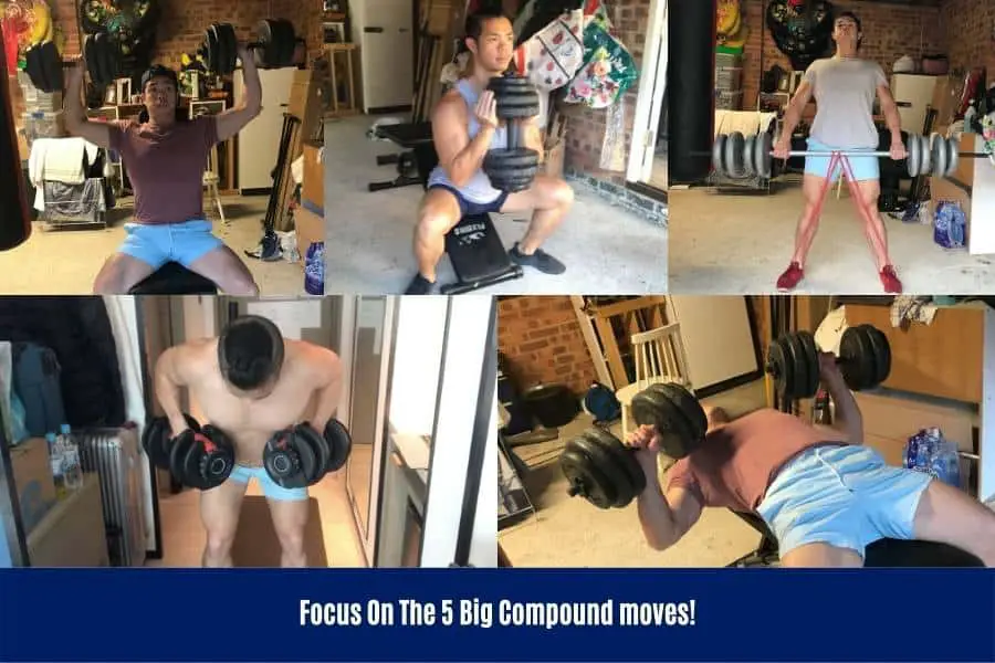 Doing compound lifts like the bench press, shoulder press, row, squat, and deadlift can help skinny beginners to quickly build muscle naturally.