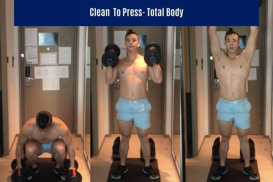 How to do the dumbbell clean to press HIIT exercise.