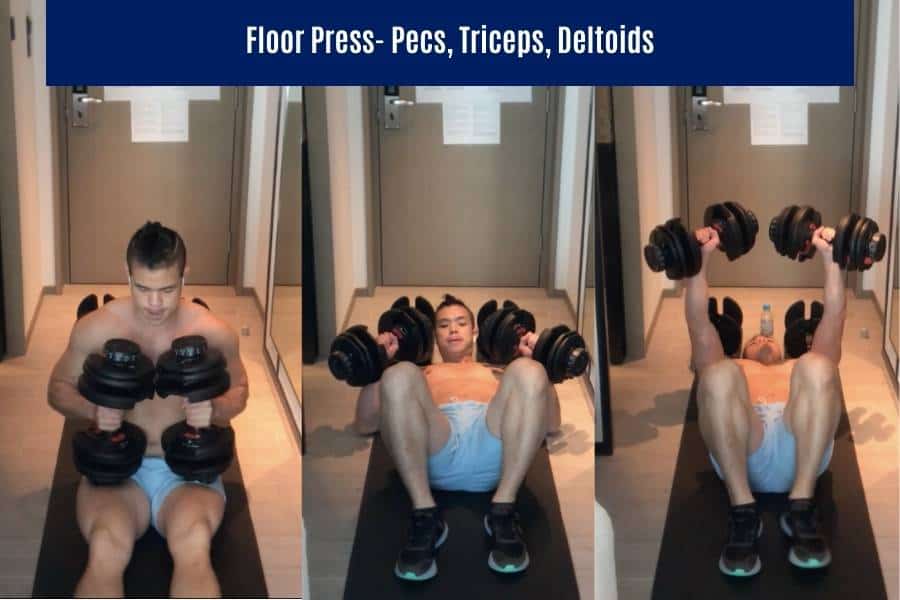 How to do the dumbbell floor press HIIT exercise.