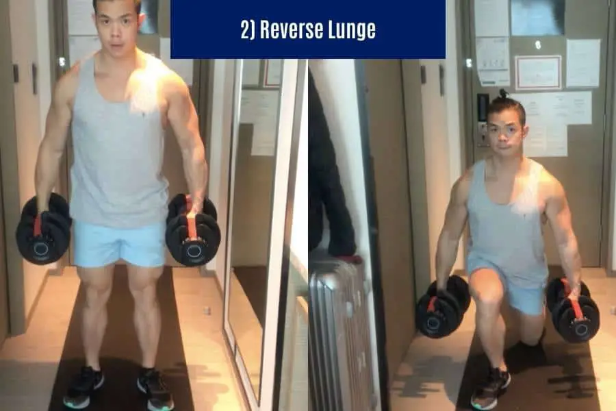 How to do the reverse lunge in a dumbbell HIIT workout.