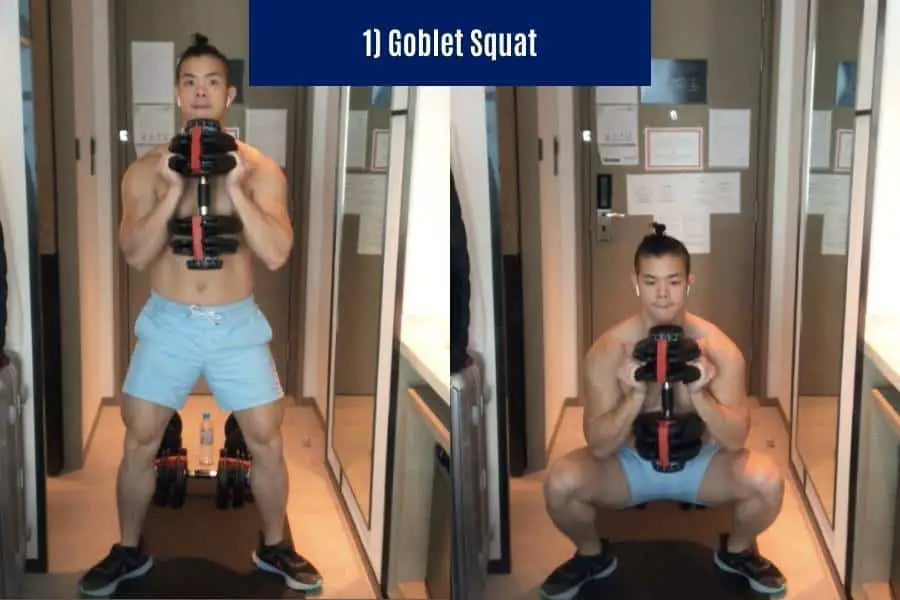 How to do the goblet squat in a dumbbell HIIT workout.