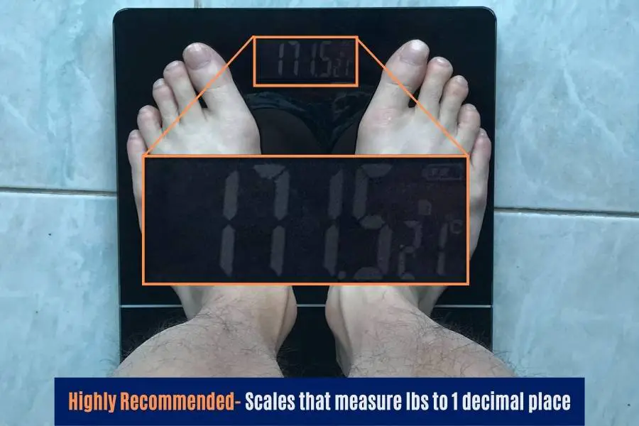 How to track your weight gain progress with body scales that measure to 1 decimal place.