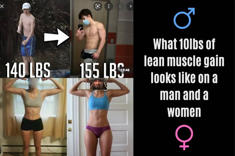 What does 10lbs of muscle gain look like on a man and a woman.