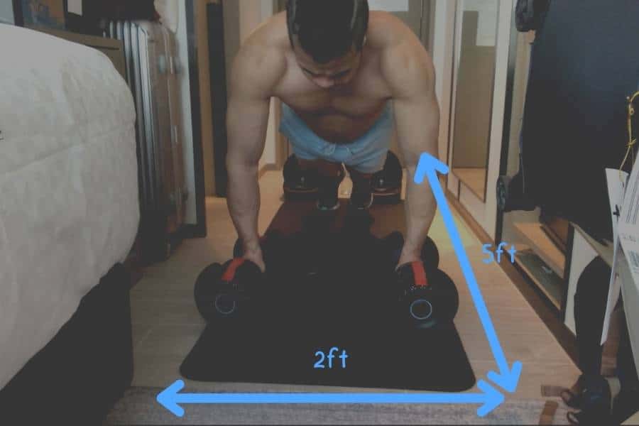 You need around 5-10 square feet of space to do weighted HIIT at home.