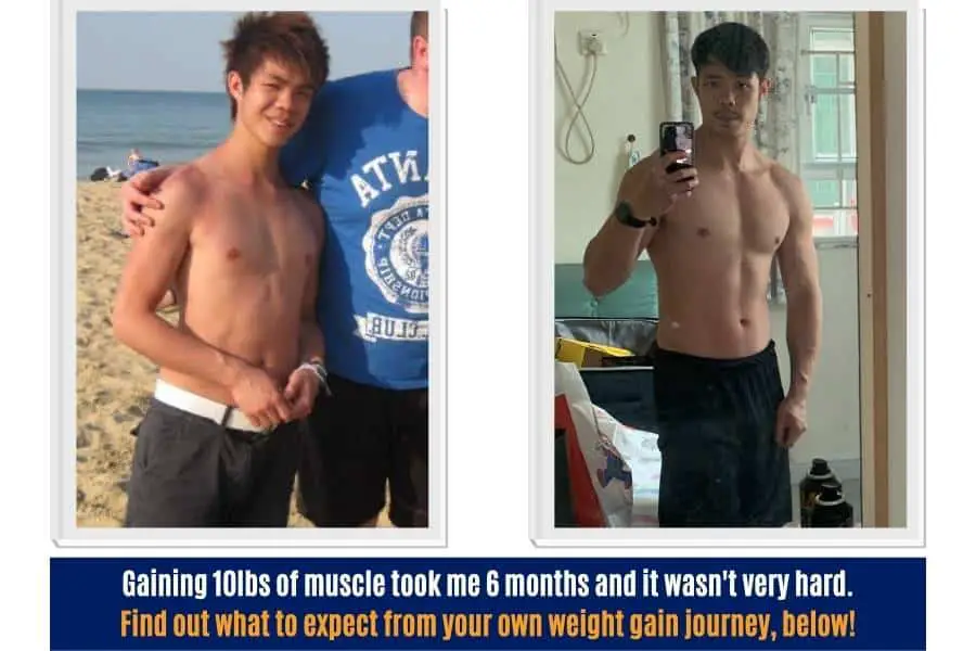 It took me 6 months to put on 10 pounds (5kg) of muscle and it wasn't too hard.