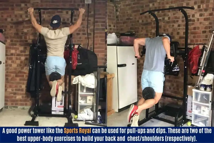 A power tower can be used by skinny guys to build upper body muscle and get ripped at home.