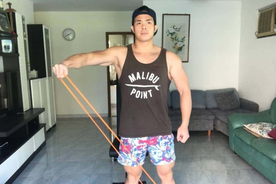 Undersun resistance band lateral raise.