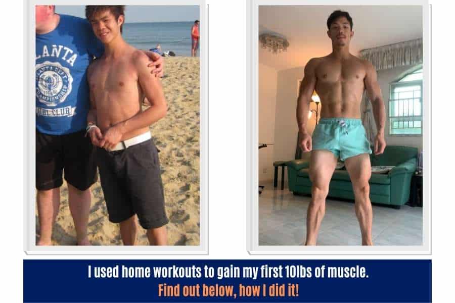 How I used bodyweight and dumbbell workouts to build muscle at home as a skinny guy.