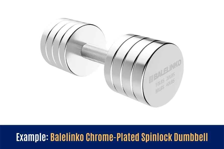 Balelinko makes a good example of a chrome-plated type of spinlock adjustable dumbbell.