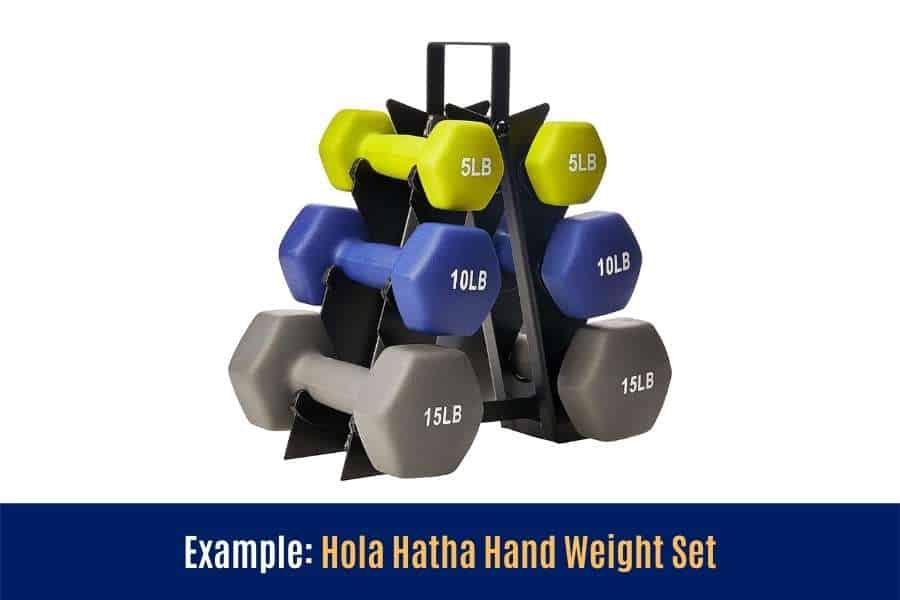 Example of a hand weight type of dumbbell.