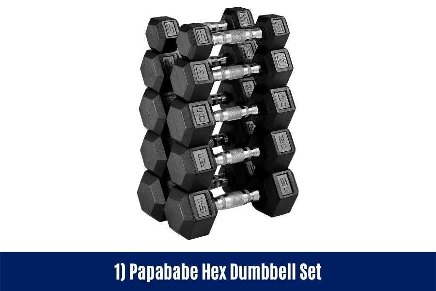 The papababe hex dumbbell set is one of the best low-cost hex dumbbells for men.