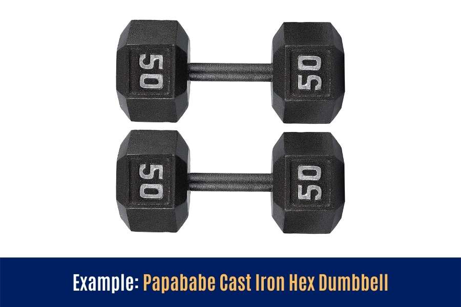 Papababe cast iron hex dumbell example.