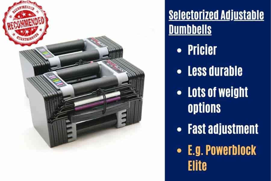 Selectorized adjustable dumbbell features and price.
