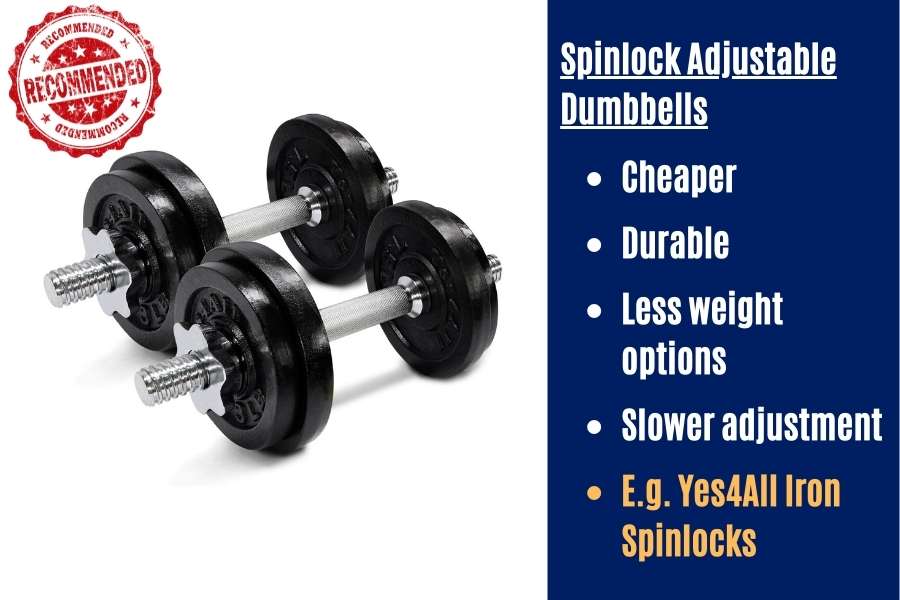 Spinlock adjustable dumbbell features and price.