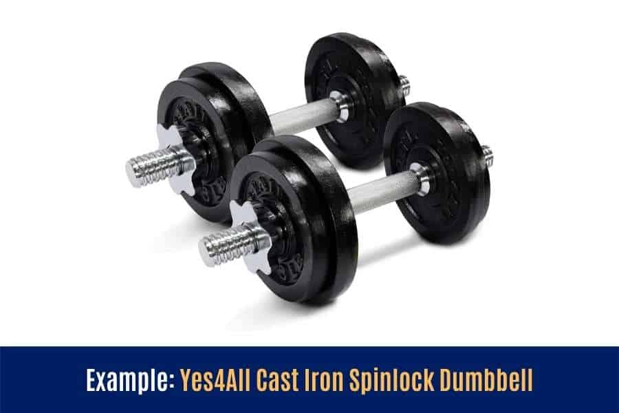 Yes4all cast iron spinlock adjustable dumbbell example.