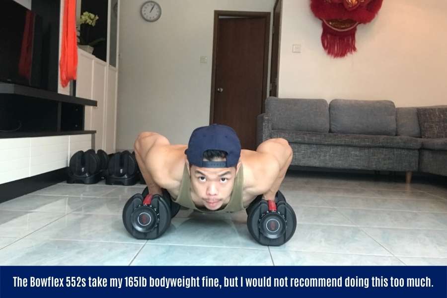 Avoid doing too many dumbbell push ups using the Bowflex.