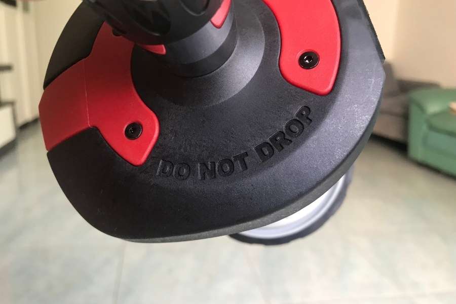 Bowflex dumbbell warning advising you not to drop it.