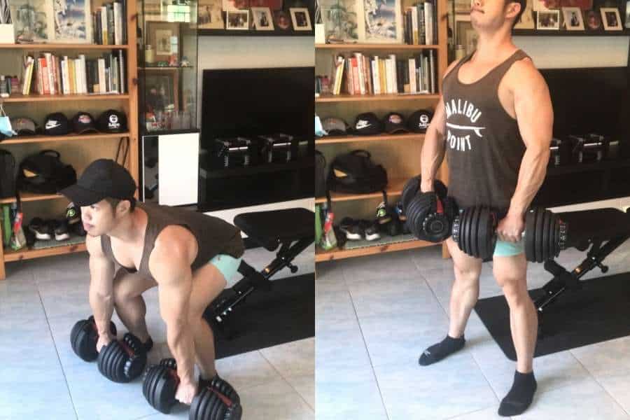 How to use Bowflex 552 dumbbells to  deadlift in a workout.
