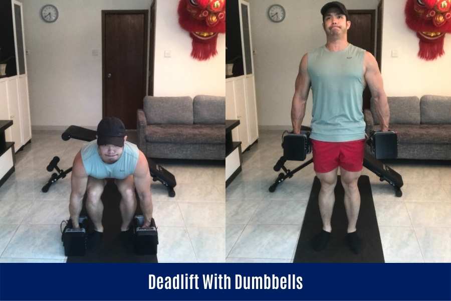 How to deadlift with PowerBlock dumbbells in a leg workout.