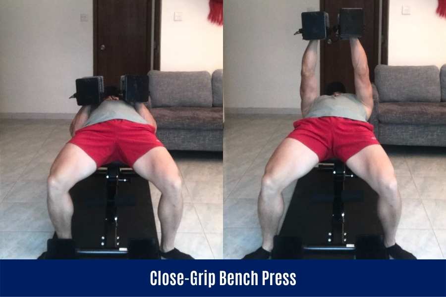 How to do the close-grip bench press using PowerBlock dumbbells.
