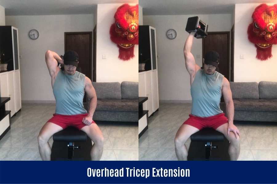 How to do the overhead tricep extension using PowerBlocks.