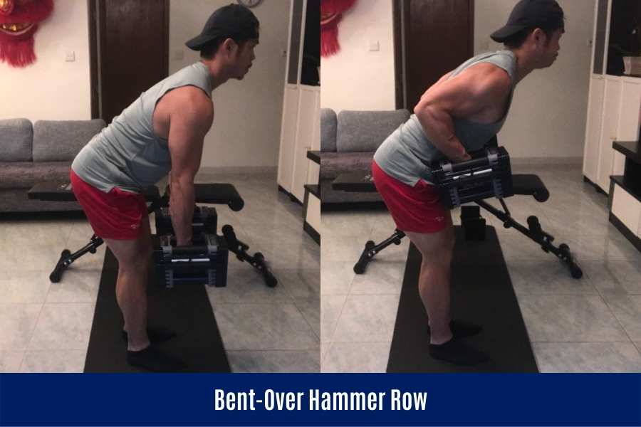 How to do the hammer row using PowerBlock dumbbells.