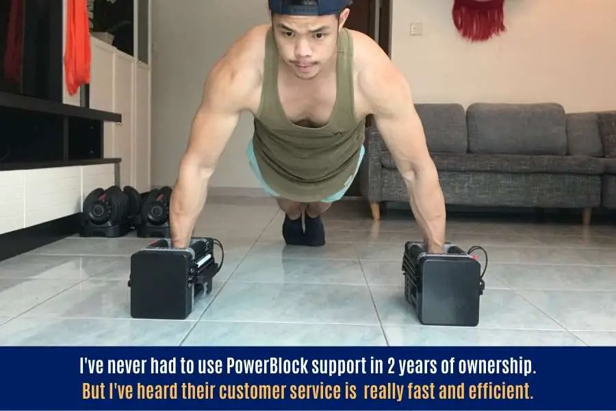 I have not had to use the PowerBlock warranty in 2 years of heavy use but I hear their customer support is really good.