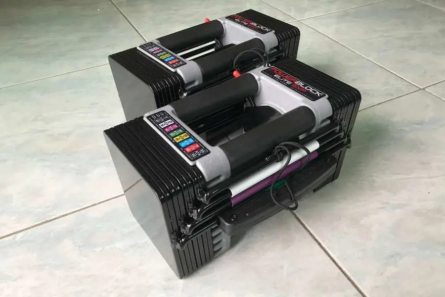 My made in China PowerBlocks dumbbells.