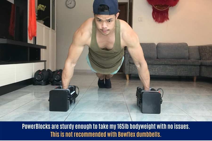 PowerBlocks are sturdy enough to support body weight.