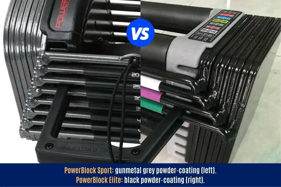 PowerBlock sport and elite powder-coating color is different.