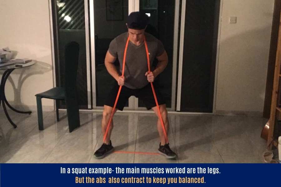 How resistance band exercises also work the abs.