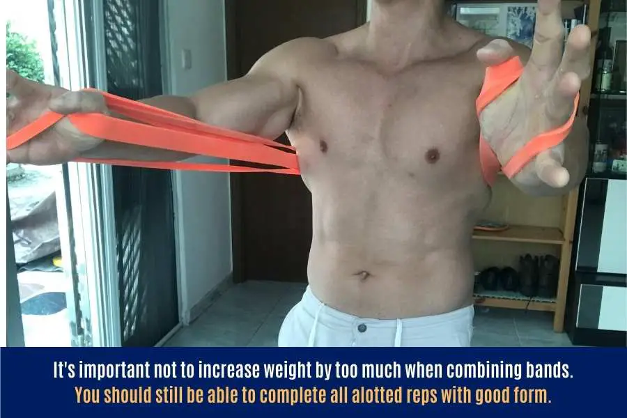 How to use and combine 2 resistance bands to increase weight.