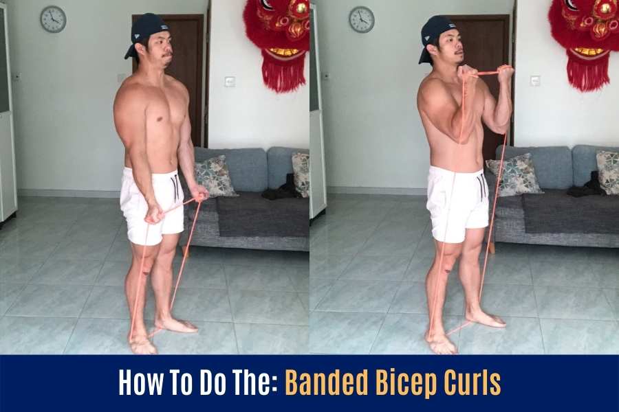 How to bicep curl in this Undersun resistance band workout.