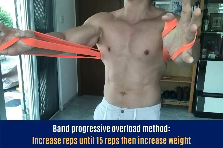 How to progressive overload using resistance bands instead of free weights like dumbbells.